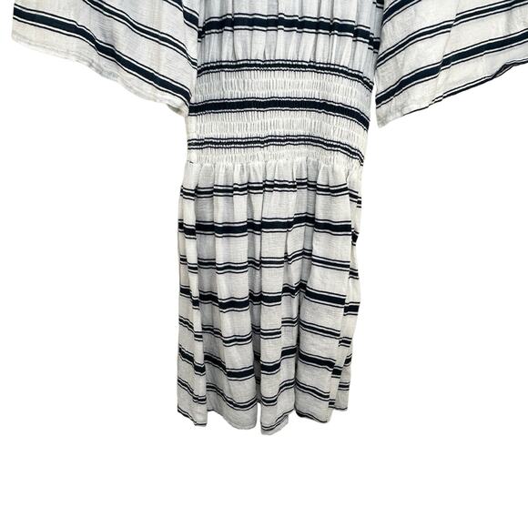 Faithfull the Brand White Navy Striped Off the Shoulder Mini Dress SZ 2 Coastal - Picture 5 of 12